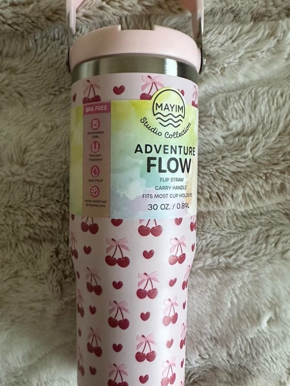Mayim Adventure Flow 30 oz Pink Cherry Travel Tumbler